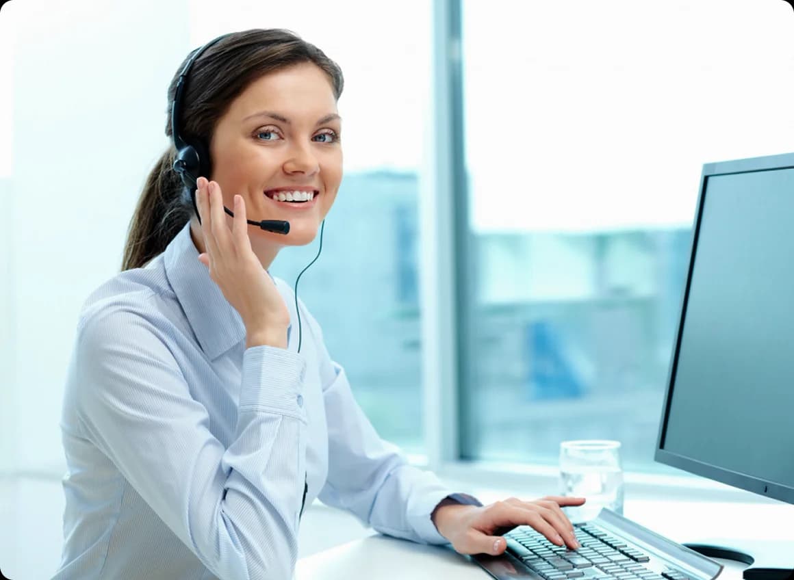 Professional customer service representative with headset